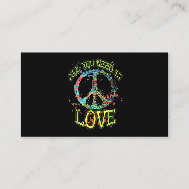 Alles was du brauchst ist Liebe Hippie Visitenkarte (Vorderseite)