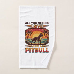 Alles was du brauchst ist Liebe Pitbull Hund Sonne Handtuch
