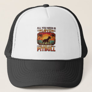 Alles was du brauchst ist Liebe Pitbull Hund Sonne Truckerkappe
