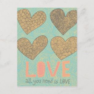 Alles, was du brauchst, ist Liebe Postkarte