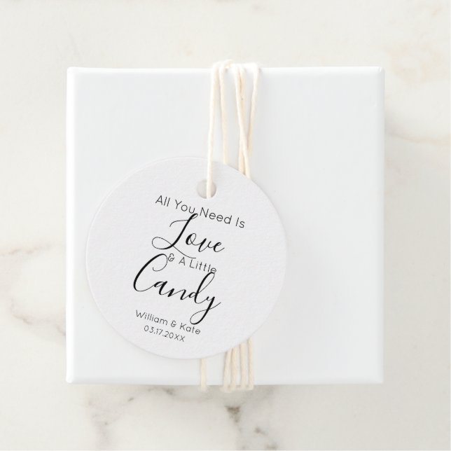 Alles, was du brauchst, ist Liebe Süßigkeiten Leck Geschenkanhänger (Beispiel)