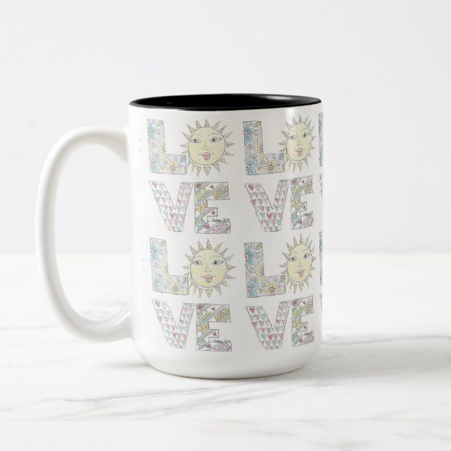 Alles was du brauchst ist Liebe...Tasse Zweifarbige Tasse (Links)