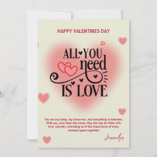 Alles, was du brauchst, ist Liebe Valentinstag Her Feiertagskarte