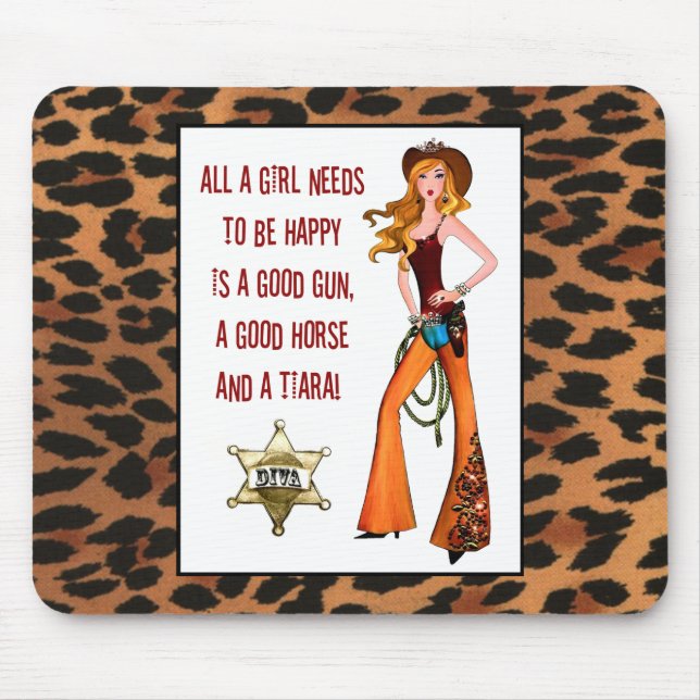 "Alles, was ein Cowgirl Diva braucht, um glücklich Mousepad (Vorne)