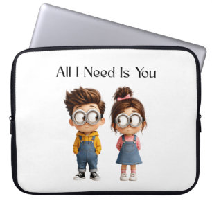 Alles was ich brauche, bist du   Süßer Cartoon-Jun Laptopschutzhülle
