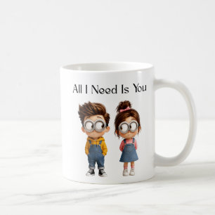 Alles was ich brauche bist Du Süßer Cartoon-Jung Kaffeetasse
