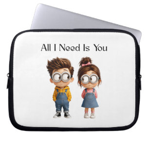 Alles was ich brauche bist Du Süßer Cartoon Jung Laptopschutzhülle