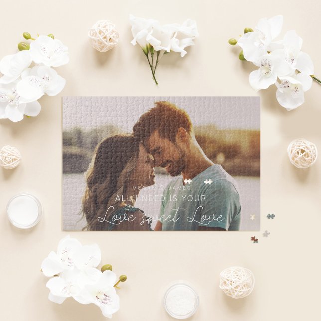 Alles, was ich brauche, ist Ihre Liebe Sweet Liebe (All I Need Is Your Love Sweet Love Custom Photo Jigsaw Puzzle)