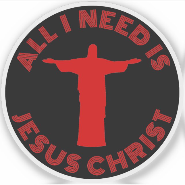 Alles was ich brauche ist Jesus Christus - v2 (rot Aufkleber (Vorderseite)