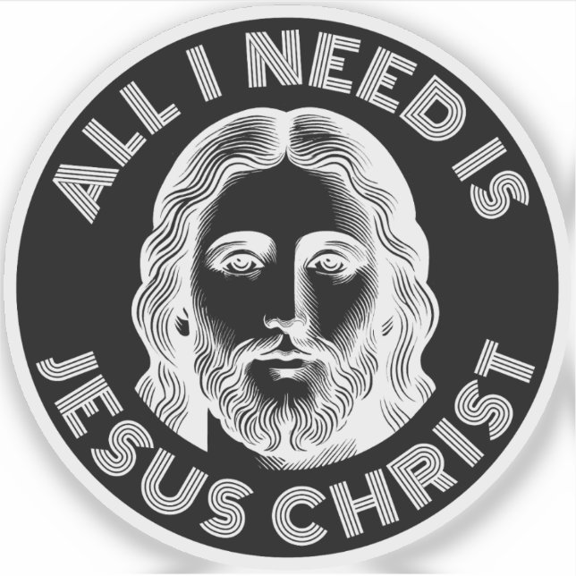 Alles was ich brauche ist Jesus Christus - v3 (wei Aufkleber (Vorderseite)