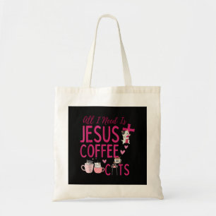 Alles was ich brauche ist Jesus, Kaffee und Katzen Tragetasche