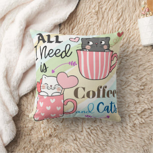 Alles, was ich brauche, ist Kaffee und Katzen, die Kissen
