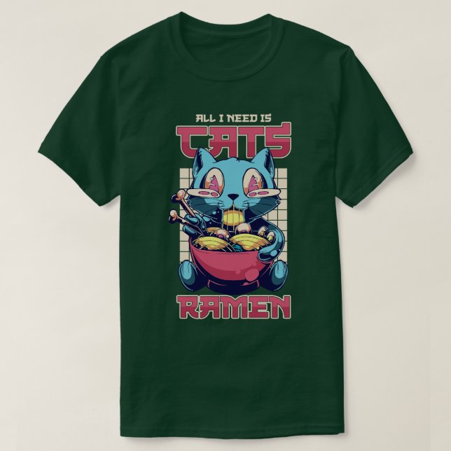 Alles was ich brauche ist Katzen T-Shirt (Design vorne)