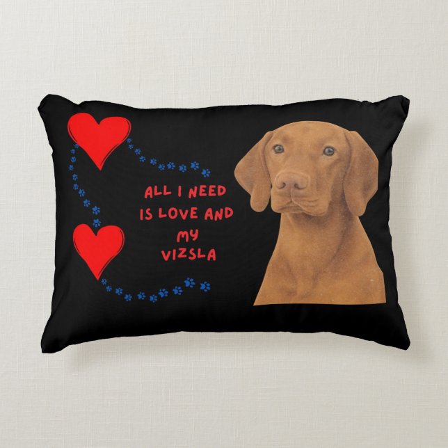 Alles, was ich brauche, ist Liebe & meine Vizsla - Dekokissen (Vorderseite)
