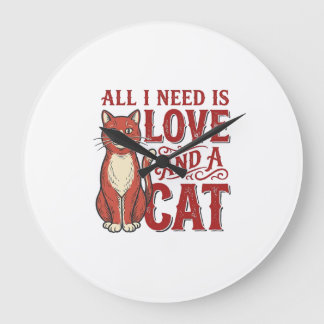 Alles was ich brauche ist Liebe und eine Katze Vin Große Wanduhr