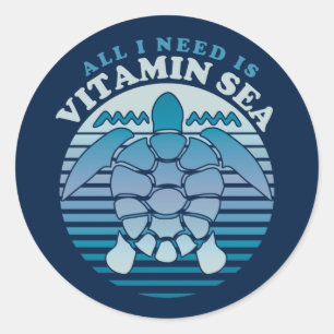Alles, was ich brauche, ist Vitamin Sea - Retro Sc Runder Aufkleber