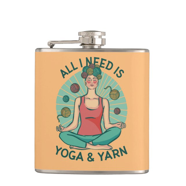 Alles, was ich brauche, ist Yoga und Yarne Phrase Flachmann (Vorderseite)
