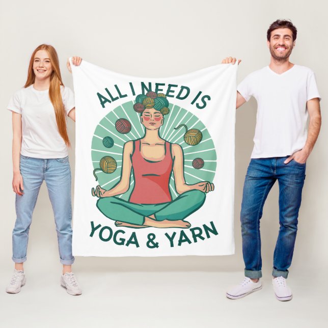 Alles, was ich brauche, ist Yoga und Yarne Phrase Fleecedecke (Beispiel)