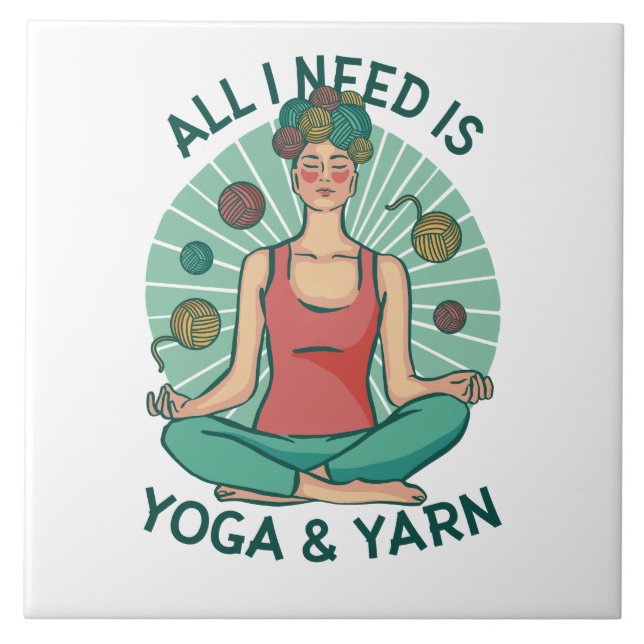 Alles, was ich brauche, ist Yoga und Yarne Phrase Fliese (Vorderseite)
