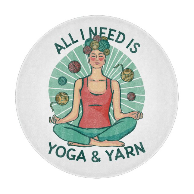 Alles, was ich brauche, ist Yoga und Yarne Phrase Schneidebrett (Vorderseite)