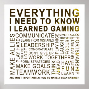 Alles was ich brauche, lernte ich durch Gaming Vin Poster