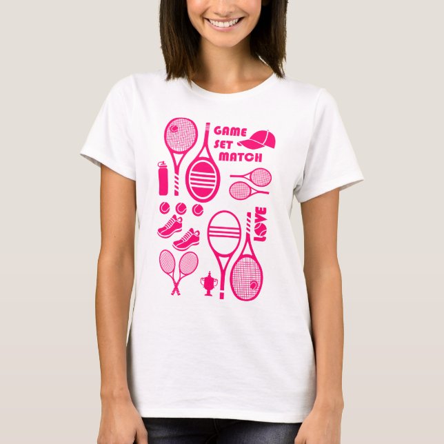 Alles, was ich brauche...Tennis 🎾 rosa T - Shirt (Vorderseite)