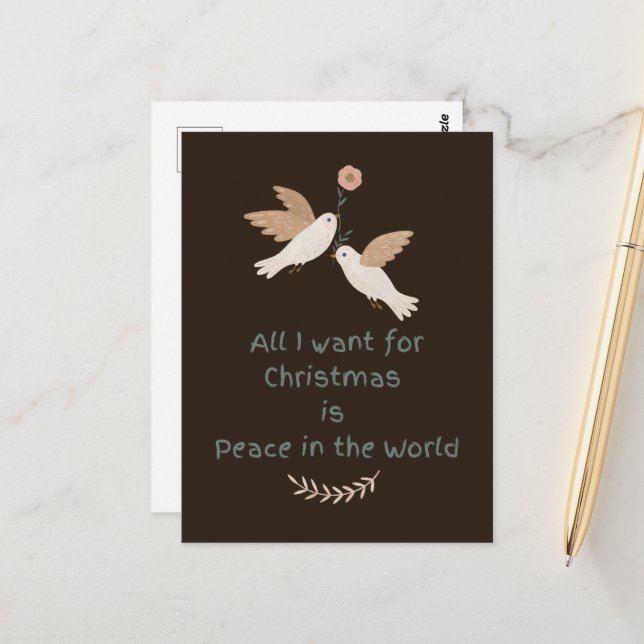 Alles, was ich für den Weihnachtsfrieden in den We Postkarte (Vorderseite/Rückseite Beispiel)
