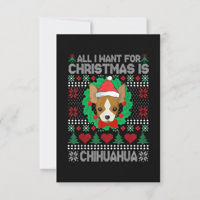Alles, was ich für Weihnachten Chihuahua Hund Love RSVP Karte (Vorderseite)