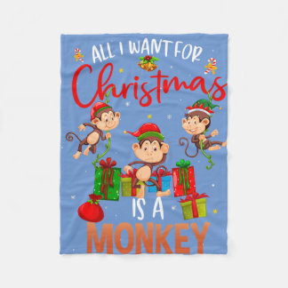 alles, was ich gewollt Weihnachten ist ein Affe Fleecedecke