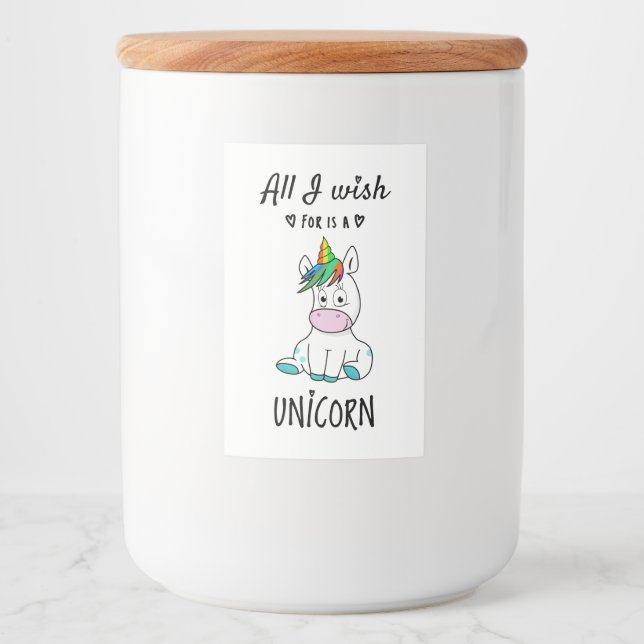 Alles, was ich mir wünsche, ist ein Einhorn Lebensmitteletikett (Vorderseite)