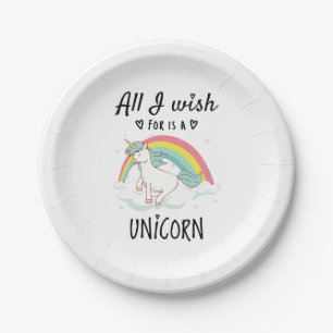 Alles, was ich mir wünsche, ist ein Einhorn Pappteller
