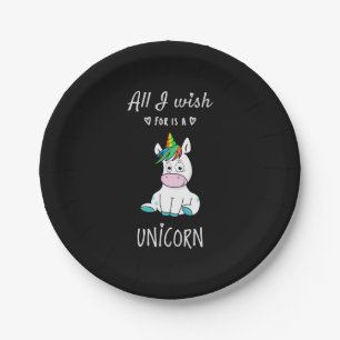 Alles, was ich mir wünsche, ist ein Einhorn Pappteller