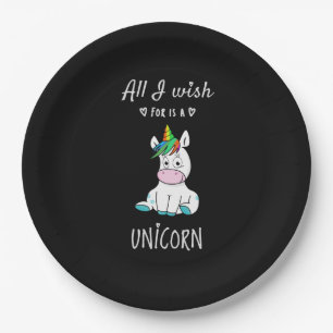 Alles, was ich mir wünsche, ist ein Einhorn Pappteller