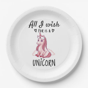 Alles, was ich mir wünsche, ist ein Einhorn Pappteller