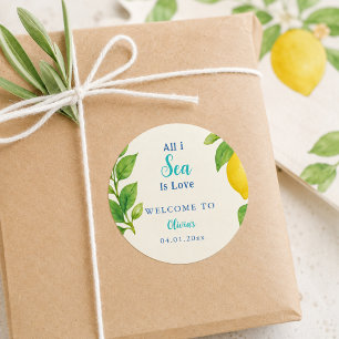 Alles, was ich sehe, ist Liebe Coastal Lemon Gelbe Runder Aufkleber