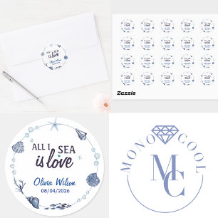 Alles was ich sehe ist Liebe Nautical Junggesellin Runder Aufkleber