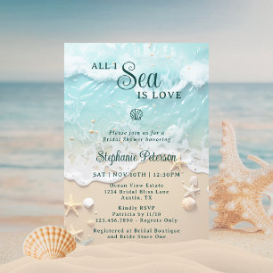 Alles was ich sehe ist Liebe Ozeanwellen Strand Br Einladung