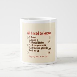 „Alles, was ich wissen muss“ Lustiger Krankenpfleg Jumbo-Tasse