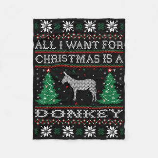 Alles, was ich zu Weihnachten Gewollt Donkey Ugly Fleecedecke