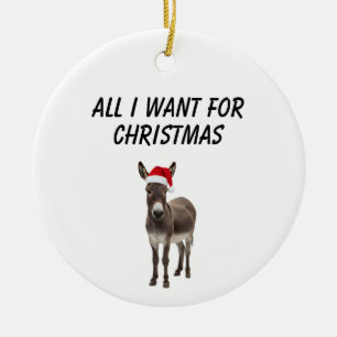 alles was ich zu Weihnachten will ist ein Esel, Keramik Ornament