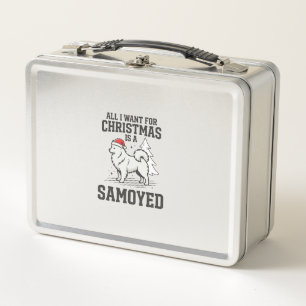 Alles, was ich zu Weihnachten will Samoyed-Hund Metall Brotdose