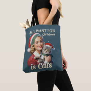 Alles, was ich zu Weihnachten will, sind Katzen Ka Tasche