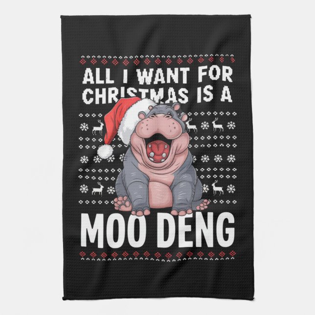 Alles, was ich zu Weihnachten Wollte, ist ein Moo  Geschirrtuch (Vertikal)