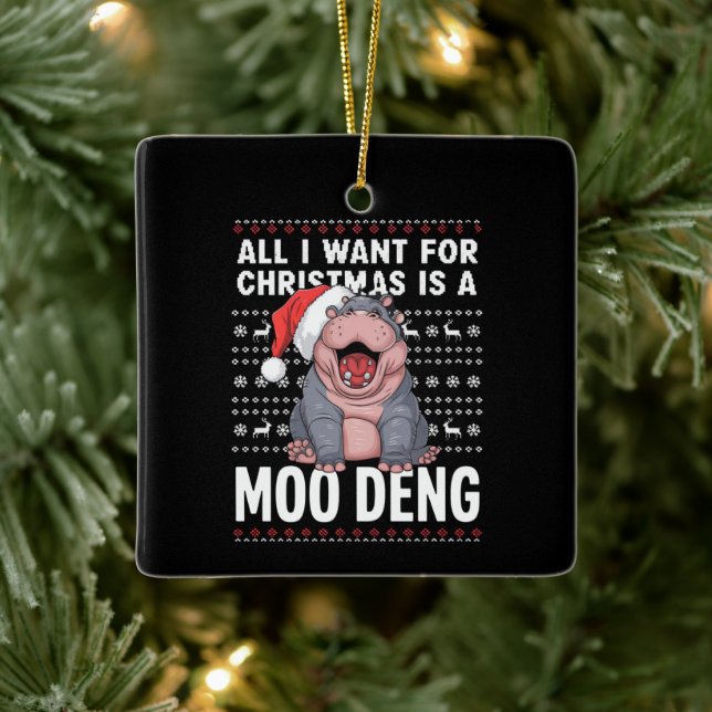 Alles, was ich zu Weihnachten Wollte, ist ein Moo  Keramikornament (Baum)
