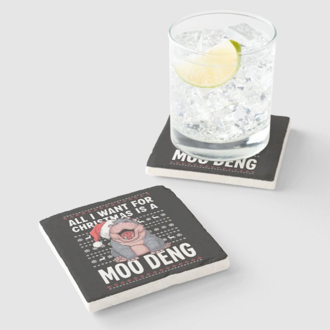 Alles, was ich zu Weihnachten Wollte, ist ein Moo  Steinuntersetzer (Seitenansicht)