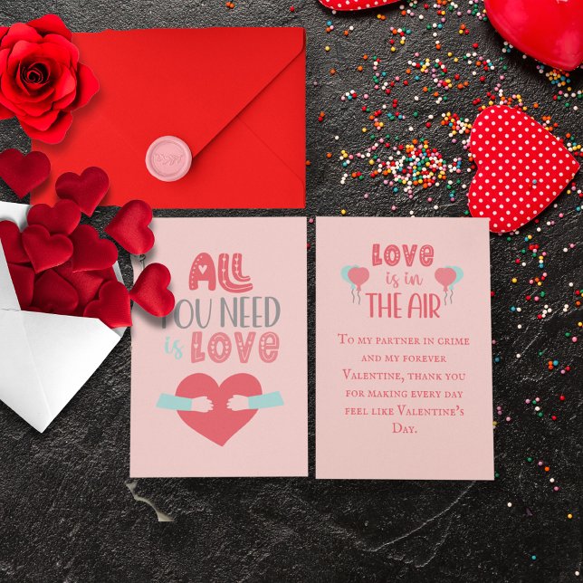 Alles, was Sie brauchen, ist die Liebe Valentine's (All you need is Love Valentine's Day pink card)
