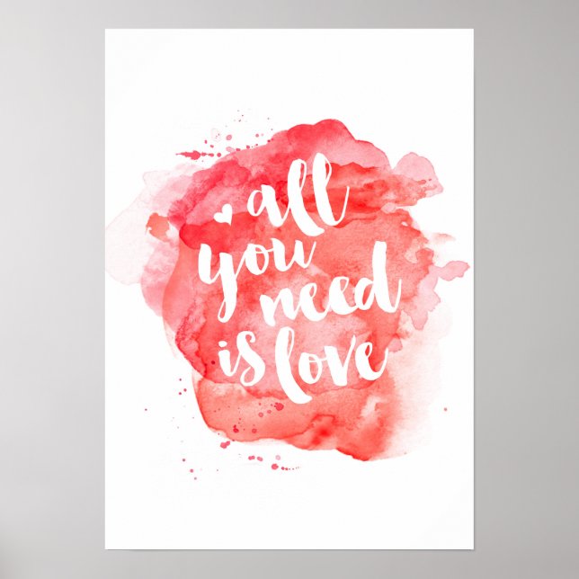 Alles was Sie brauchen ist Liebe Aquarell Poster D (Vorne)