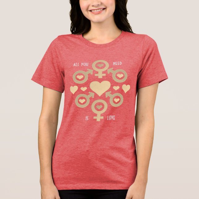 Alles, was Sie brauchen, ist Liebe Berühmter Zitat Tri-Blend Shirt (Vorderseite)