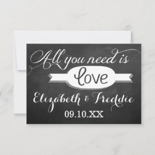 Alles, was Sie brauchen, ist Liebe-Chalkboard-Hoch RSVP Karte