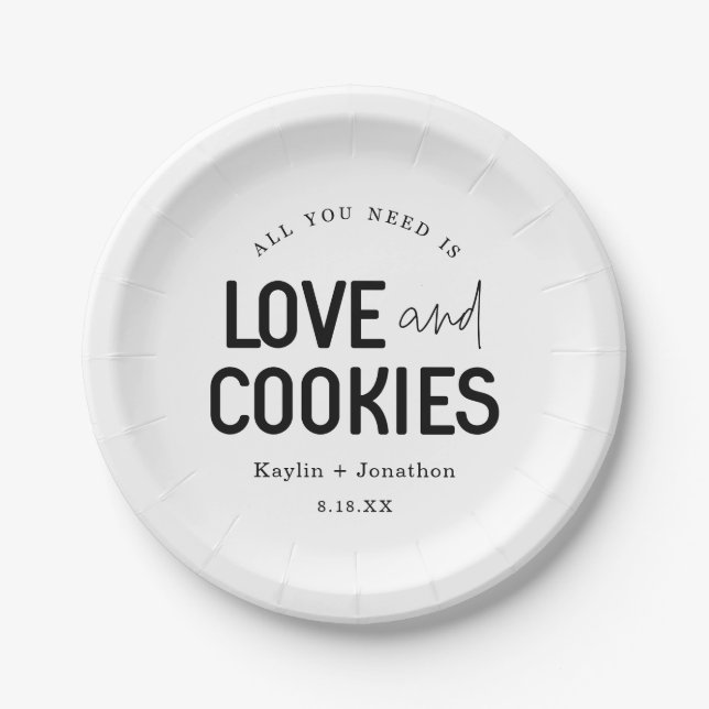 Alles was Sie brauchen ist Liebe & Cookies Pappteller (Vorderseite)